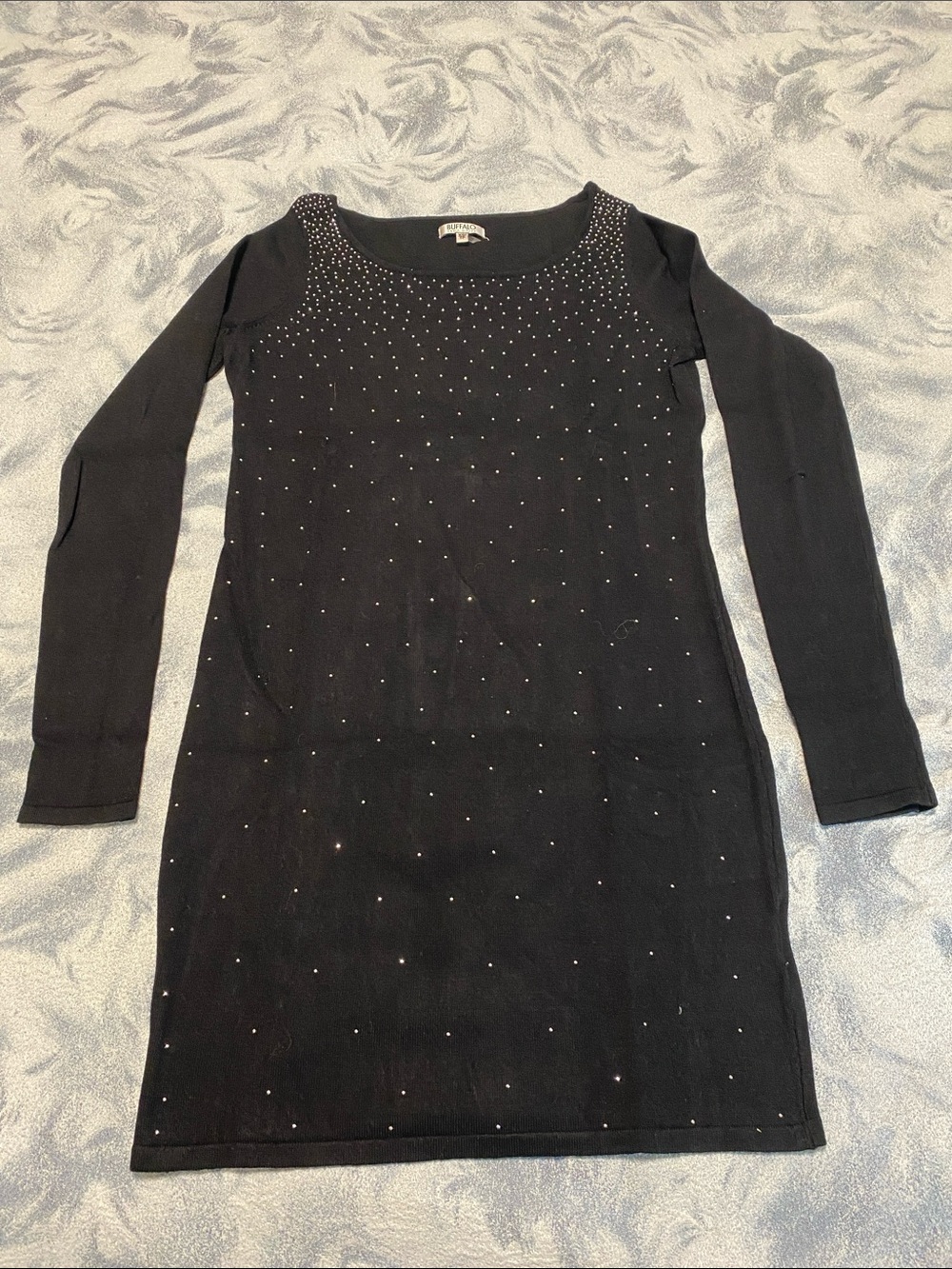 Buffalo David Bitton Black Long-Sleeve Studded Knit Top/Dress